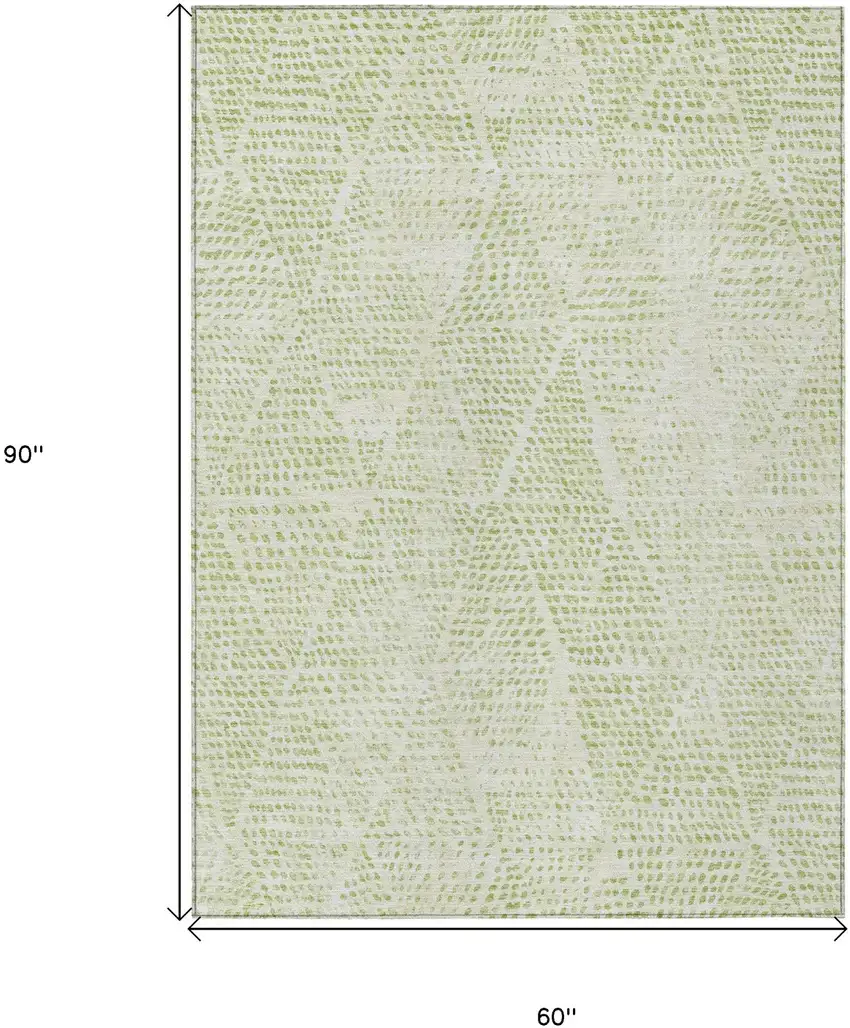 Artichoke Green Geometric Washable Non Skid Indoor Outdoor Area Rug Photo 3