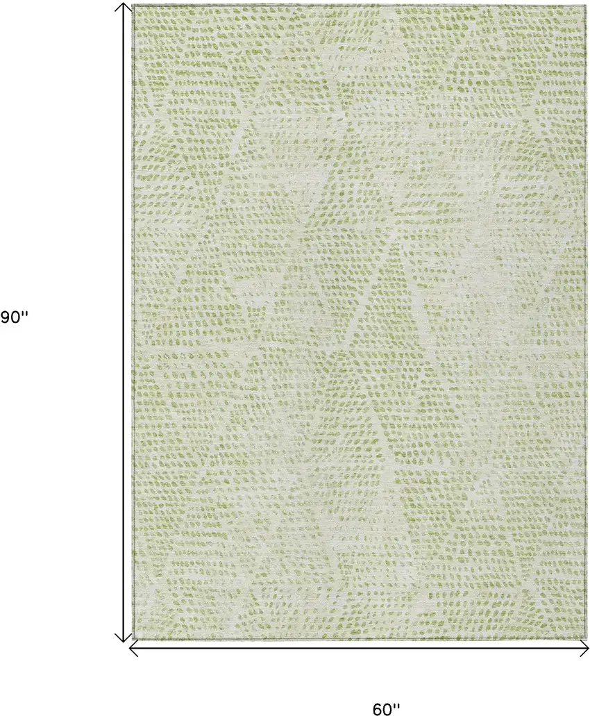 Artichoke Green Geometric Washable Non Skid Indoor Outdoor Area Rug Photo 3