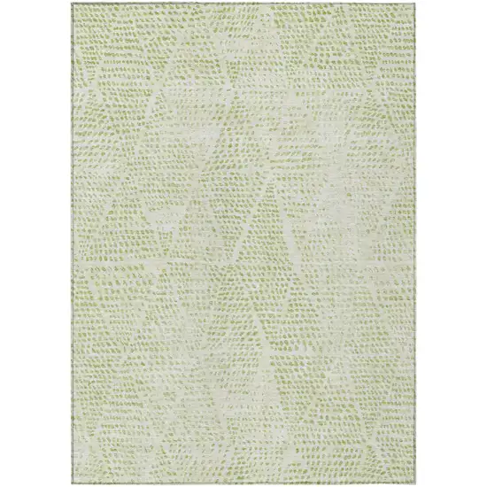 Artichoke Green Geometric Washable Non Skid Indoor Outdoor Area Rug Photo 2