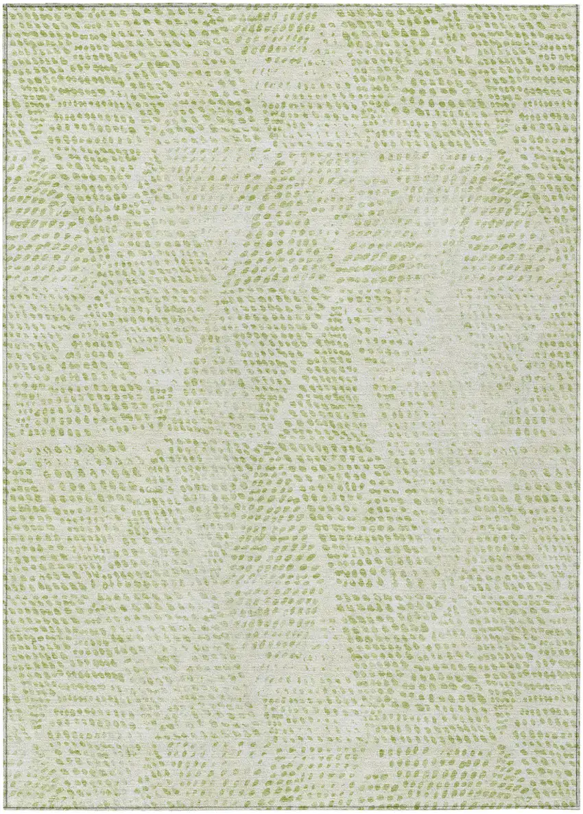 Artichoke Green Geometric Washable Non Skid Indoor Outdoor Area Rug Photo 2