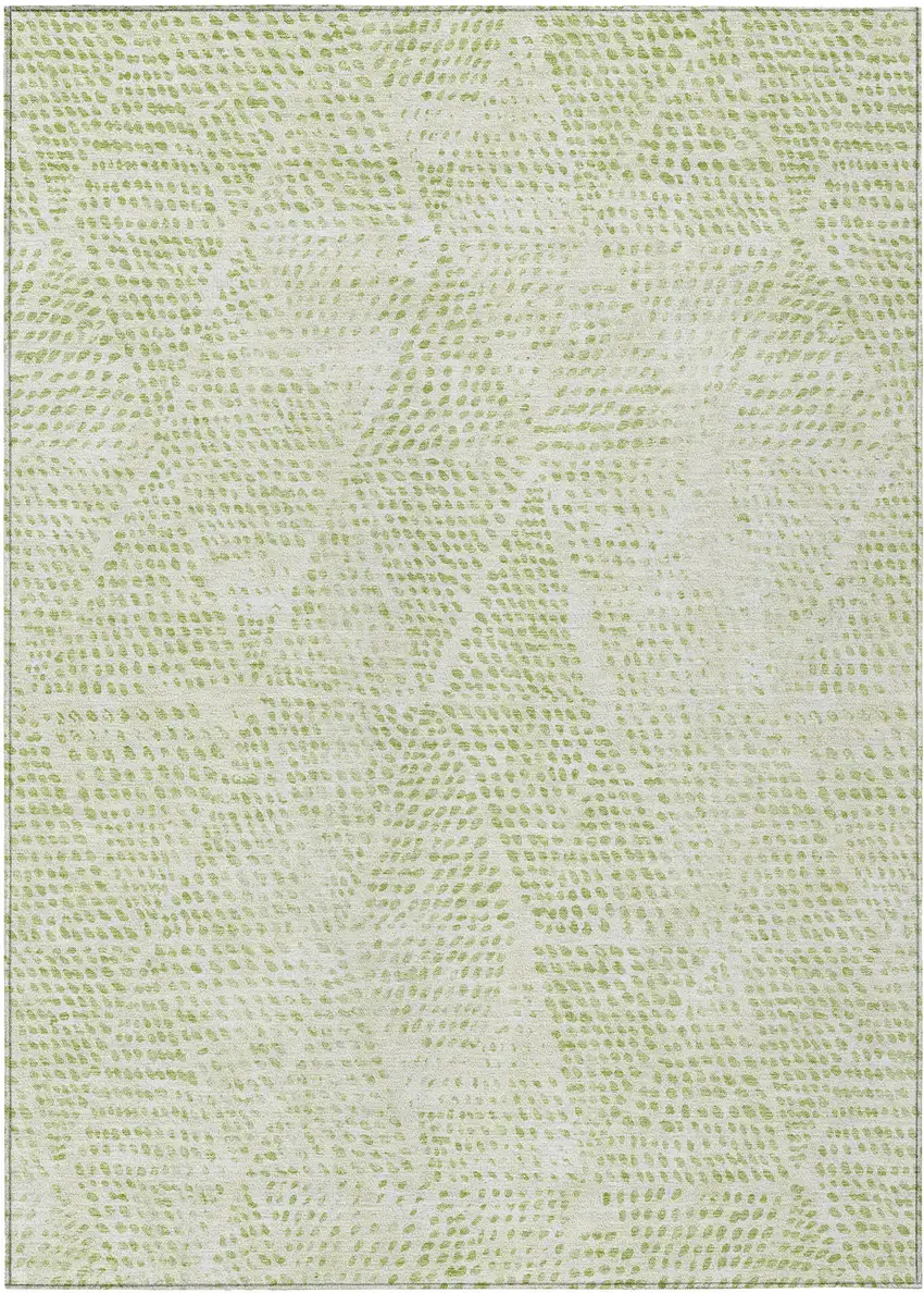Artichoke Green Geometric Washable Non Skid Indoor Outdoor Area Rug Photo 2