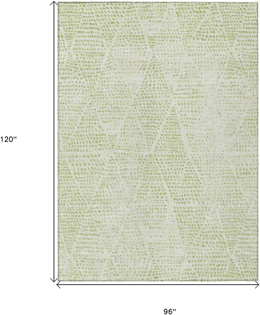 Artichoke Green And Ivory Geometric Washable Indoor Outdoor Area Rug Photo 3
