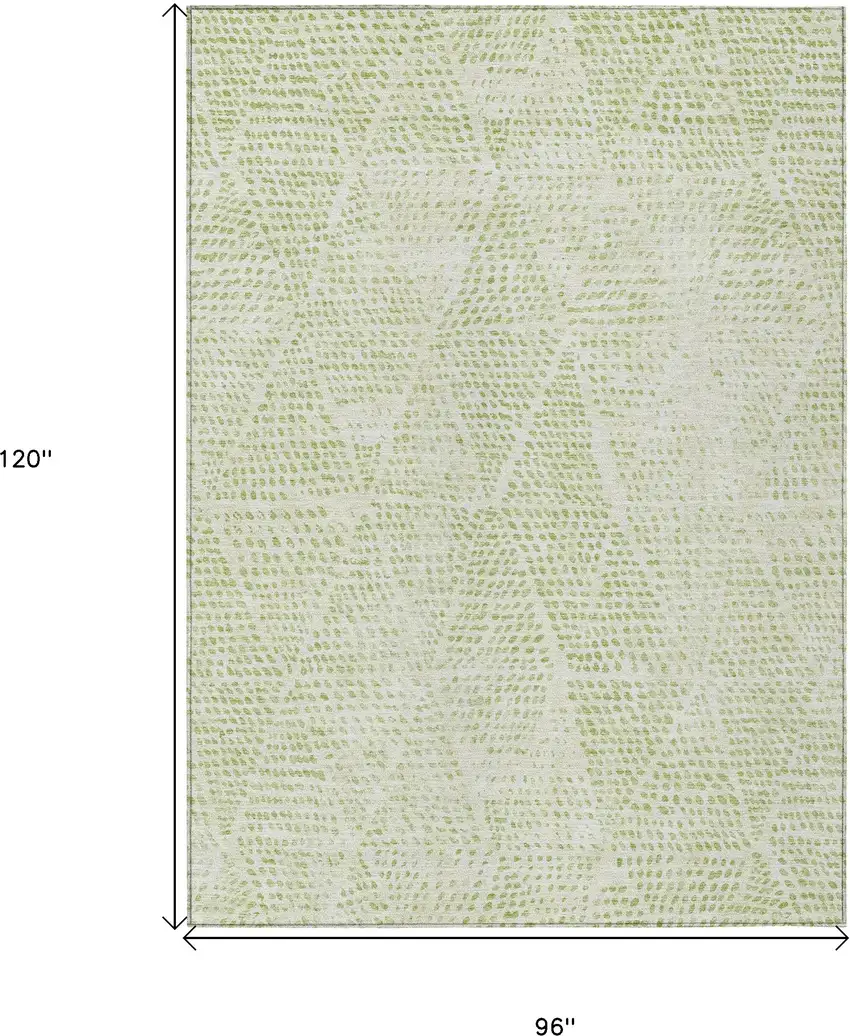 Artichoke Green And Ivory Geometric Washable Indoor Outdoor Area Rug Photo 3