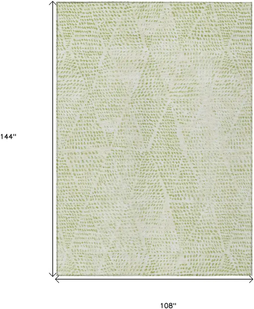 Artichoke Green Geometric Washable Non Skid Indoor Outdoor Area Rug Photo 3