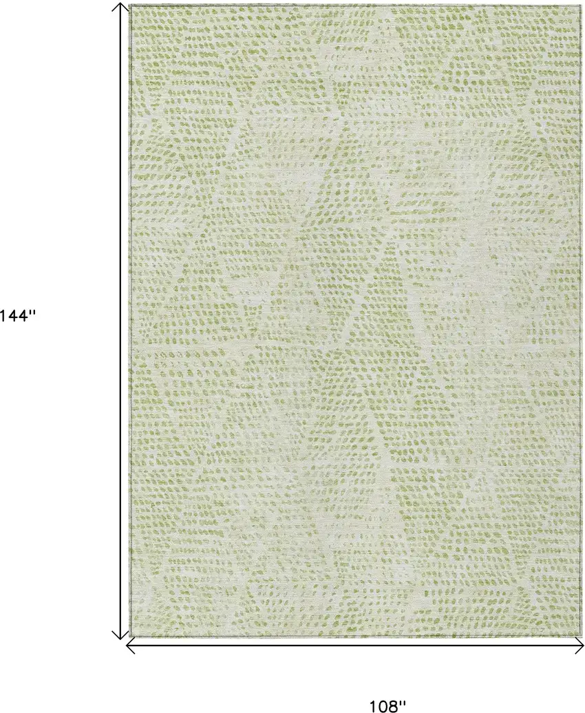 Artichoke Green Geometric Washable Non Skid Indoor Outdoor Area Rug Photo 3
