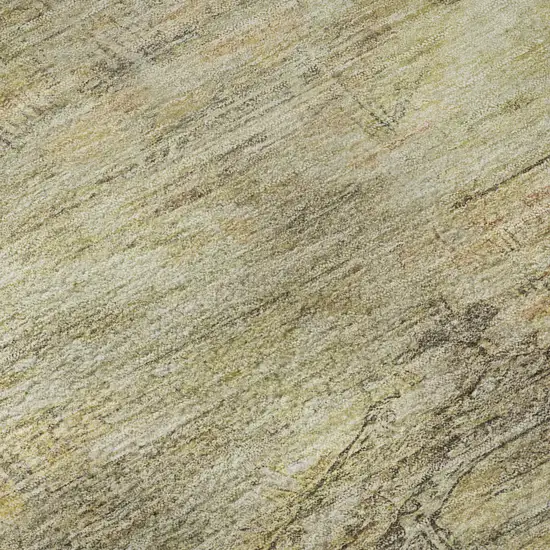 Artichoke Green Gold And Beige Abstract Geometric Washable Area Rug With UV Protection Photo 9