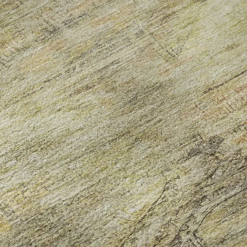 Artichoke Green Gold And Beige Abstract Geometric Washable Area Rug With UV Protection Photo 9