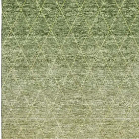 Artichoke Green Gold And Beige Geometric Washable Area Rug With UV Protection Photo 2