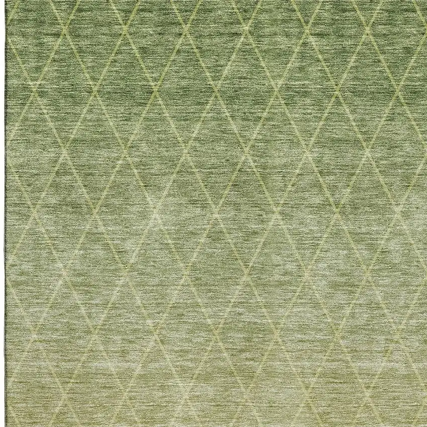 Artichoke Green Gold And Beige Geometric Washable Area Rug With UV Protection Photo 2