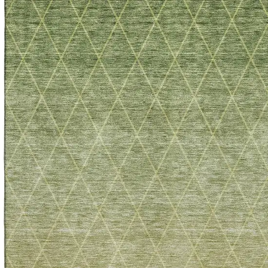Artichoke Green Gold And Beige Geometric Washable Area Rug With UV Protection Photo 2