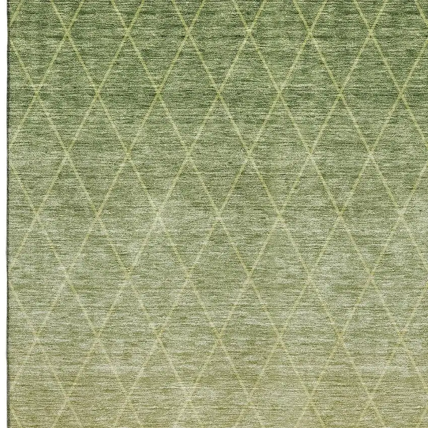 Artichoke Green Gold And Beige Geometric Washable Area Rug With UV Protection Photo 2