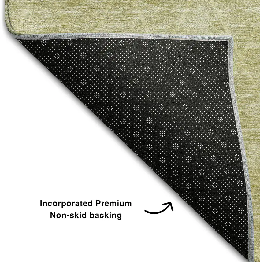 Artichoke Green Gold And Beige Geometric Washable Area Rug With UV Protection Photo 6