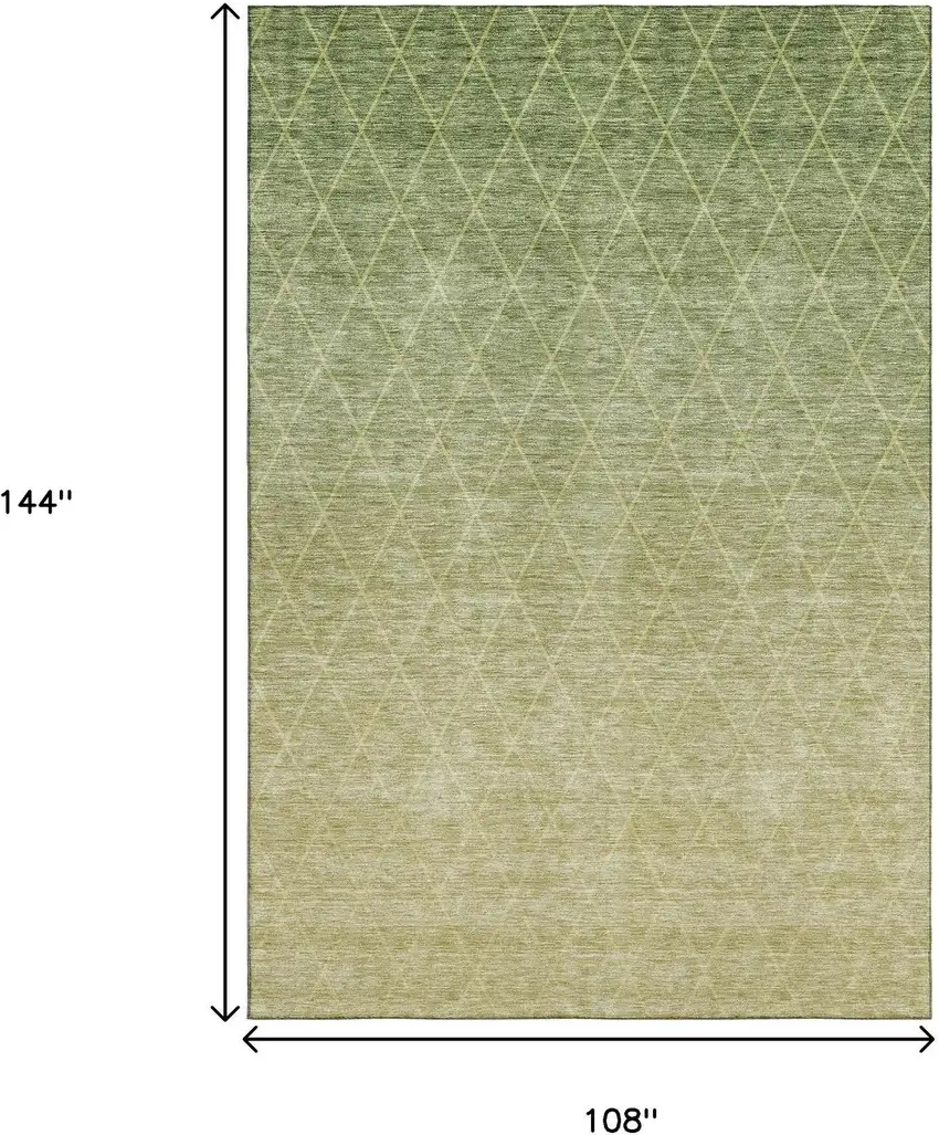 Artichoke Green Gold And Beige Geometric Washable Area Rug With UV Protection Photo 9