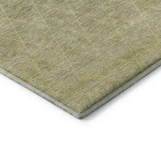 Artichoke Green Gold And Beige Geometric Washable Area Rug With UV Protection Photo 6