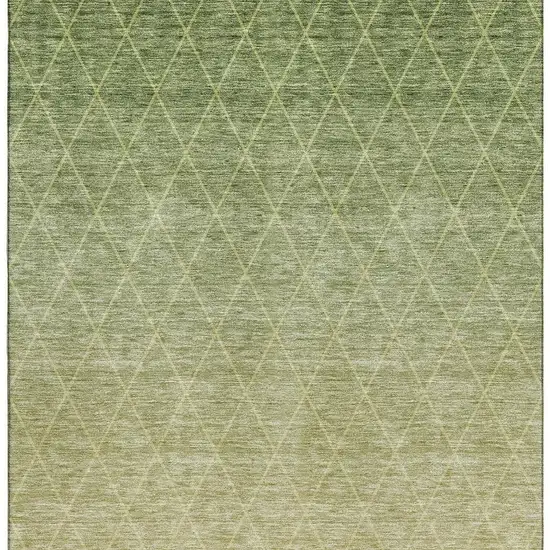 Artichoke Green Gold And Beige Geometric Washable Area Rug With UV Protection Photo 3