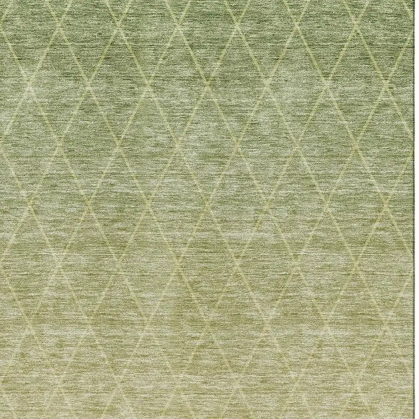 Artichoke Green Gold And Beige Geometric Washable Area Rug With UV Protection Photo 2