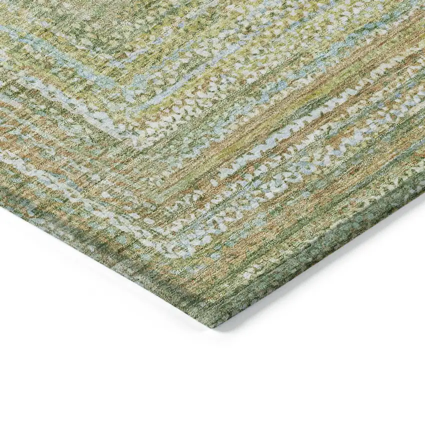Artichoke Green Gold And Blue Geometric Washable Indoor Outdoor Area Rug Photo 9