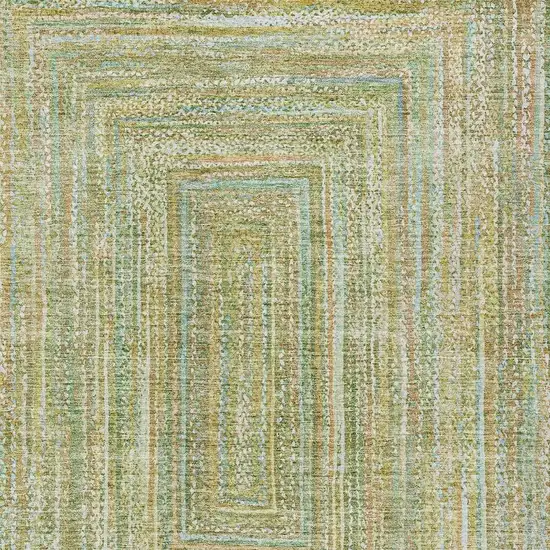 Artichoke Green Gold And Blue Geometric Washable Indoor Outdoor Area Rug Photo 3