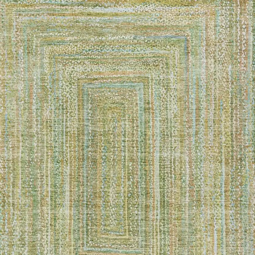 Artichoke Green Gold And Blue Geometric Washable Indoor Outdoor Area Rug Photo 3