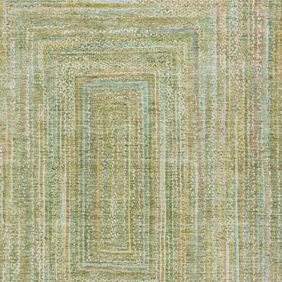 Artichoke Green Gold And Blue Geometric Washable Indoor Outdoor Area Rug Photo 5