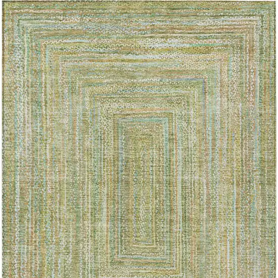 Artichoke Green Gold And Blue Geometric Washable Indoor Outdoor Area Rug Photo 6