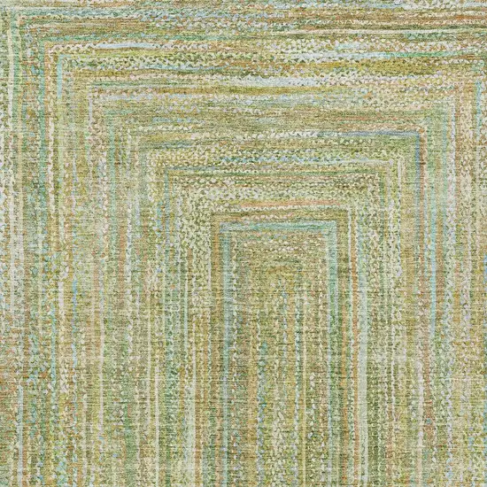 Artichoke Green Gold And Blue Geometric Washable Indoor Outdoor Area Rug Photo 5