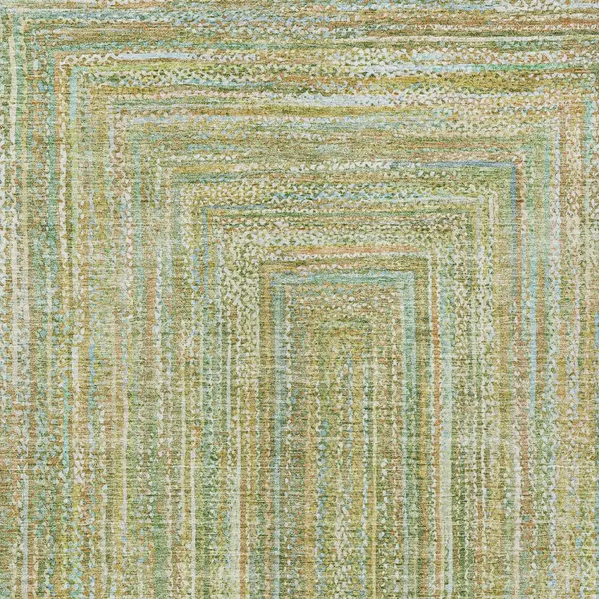 Artichoke Green Gold And Blue Geometric Washable Indoor Outdoor Area Rug Photo 5