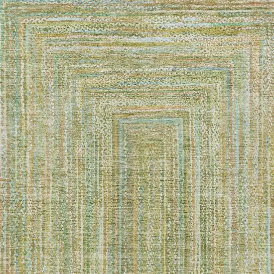 Artichoke Green Gold And Blue Geometric Washable Indoor Outdoor Area Rug Photo 5