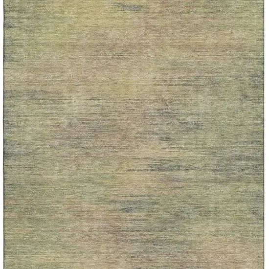 Artichoke Green Gold And Copper Abstract Washable Area Rug With UV Protection Photo 9