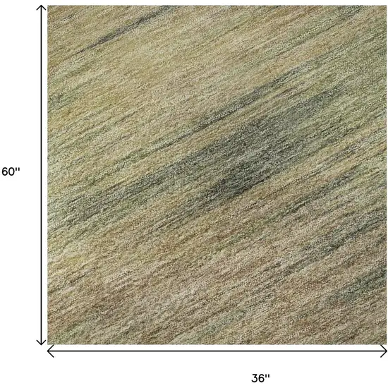 Artichoke Green Gold And Copper Abstract Washable Area Rug With UV Protection Photo 9