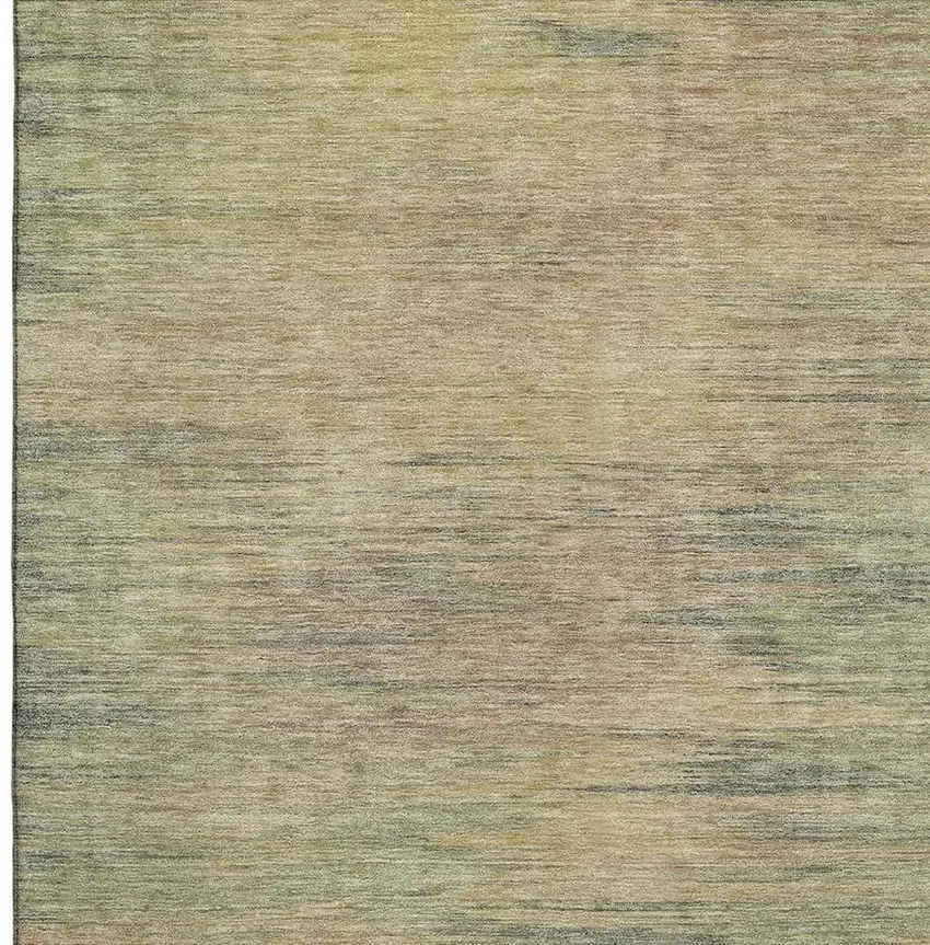 Artichoke Green Gold And Copper Abstract Washable Area Rug With UV Protection Photo 4