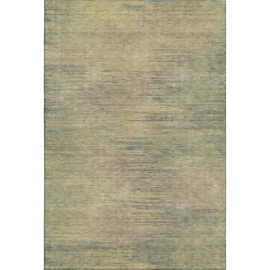 Artichoke Green Gold And Copper Abstract Washable Area Rug With UV Protection Photo 6