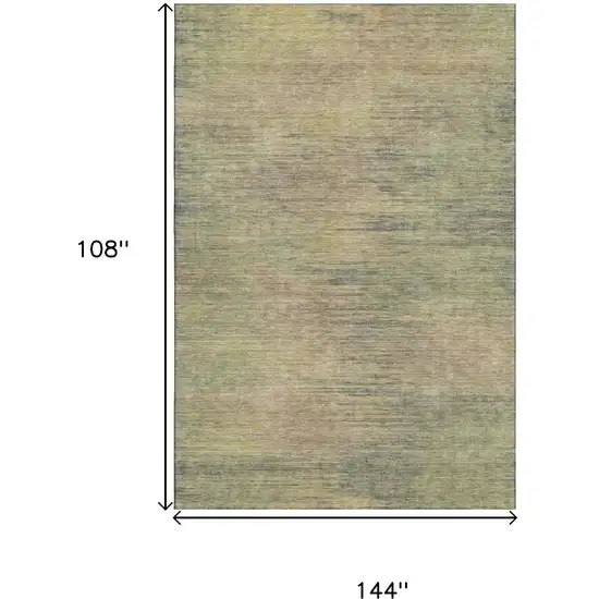 Artichoke Green Gold And Copper Abstract Washable Area Rug With UV Protection Photo 3