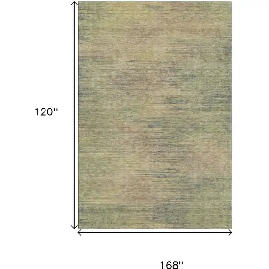 Artichoke Green Gold And Copper Abstract Washable Area Rug With UV Protection Photo 3