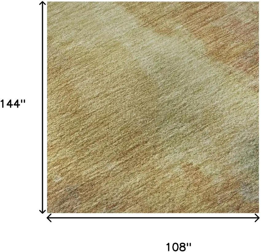 Artichoke Green Gold And Copper Abstract Washable Area Rug With UV Protection Photo 8