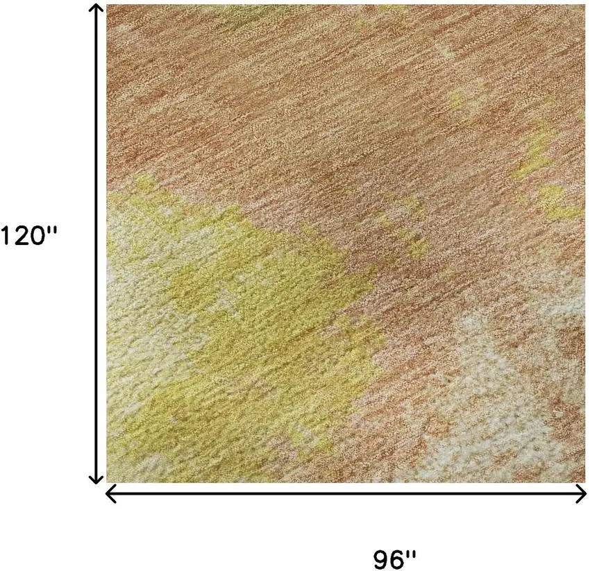 Artichoke Green Gold And Copper Abstract Washable Area Rug With UV Protection Photo 8