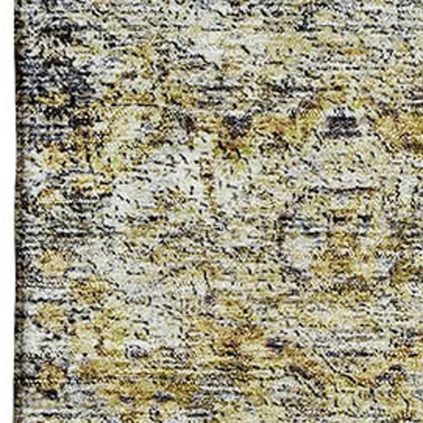 Artichoke Green Gold And Gray Floral Medallion Washable Area Rug With UV Protection Photo 2