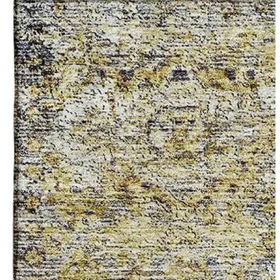 Artichoke Green Gold And Gray Floral Medallion Washable Area Rug With UV Protection Photo 3