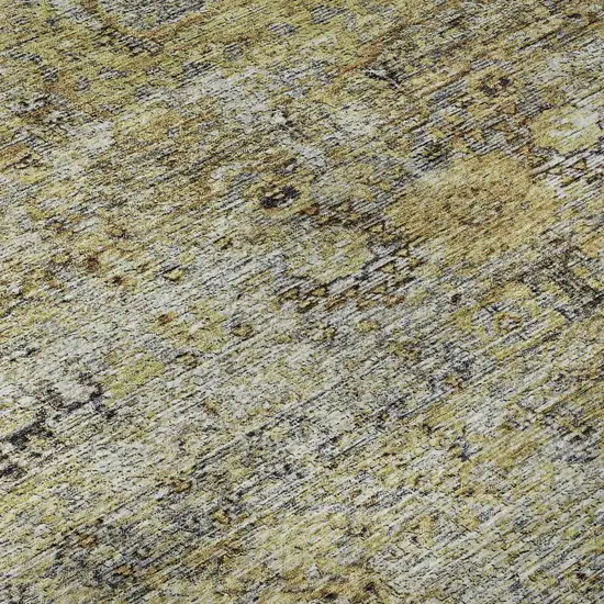 Artichoke Green Gold And Gray Floral Medallion Washable Area Rug With UV Protection Photo 9