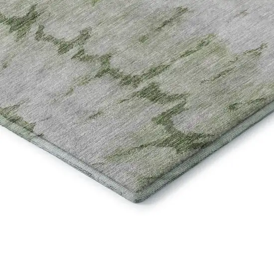Artichoke Green Gold And Ivory Abstract Washable Area Rug With UV Protection Photo 7