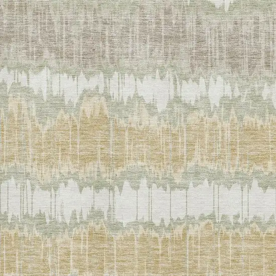 Artichoke Green Gold And Ivory Striped Washable Area Rug With UV Protection Photo 3