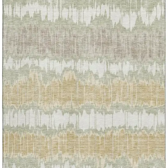 Artichoke Green Gold And Ivory Striped Washable Area Rug With UV Protection Photo 4