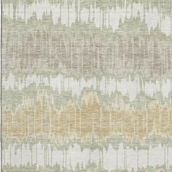 Artichoke Green Gold And Ivory Striped Washable Area Rug With UV Protection Photo 3