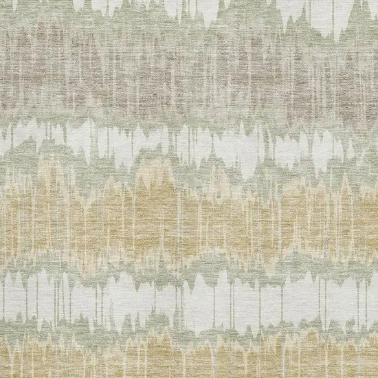 Artichoke Green Gold And Ivory Striped Washable Area Rug With UV Protection Photo 3