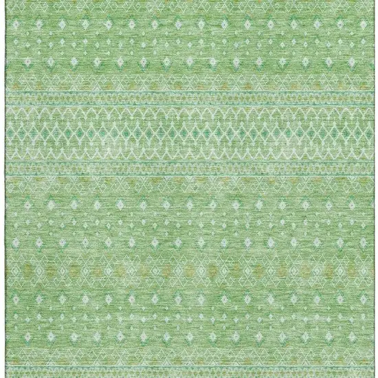 Artichoke Green Gold And Ivory Tribal Washable Area Rug With UV Protection Photo 3