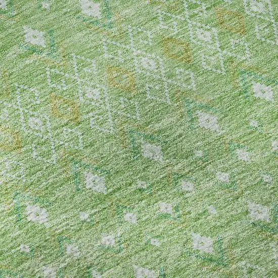 Artichoke Green Gold And Ivory Tribal Washable Area Rug With UV Protection Photo 9