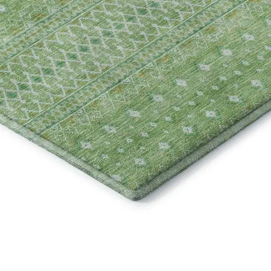 Artichoke Green Gold And Ivory Tribal Washable Area Rug With UV Protection Photo 7
