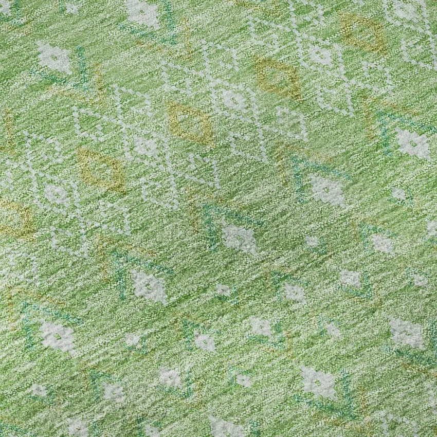 Artichoke Green Gold And Ivory Tribal Washable Area Rug With UV Protection Photo 9