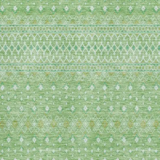 Artichoke Green Gold And Ivory Tribal Washable Area Rug With UV Protection Photo 5