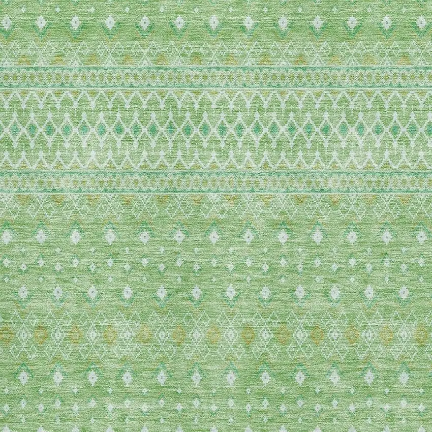 Artichoke Green Gold And Ivory Tribal Washable Area Rug With UV Protection Photo 5